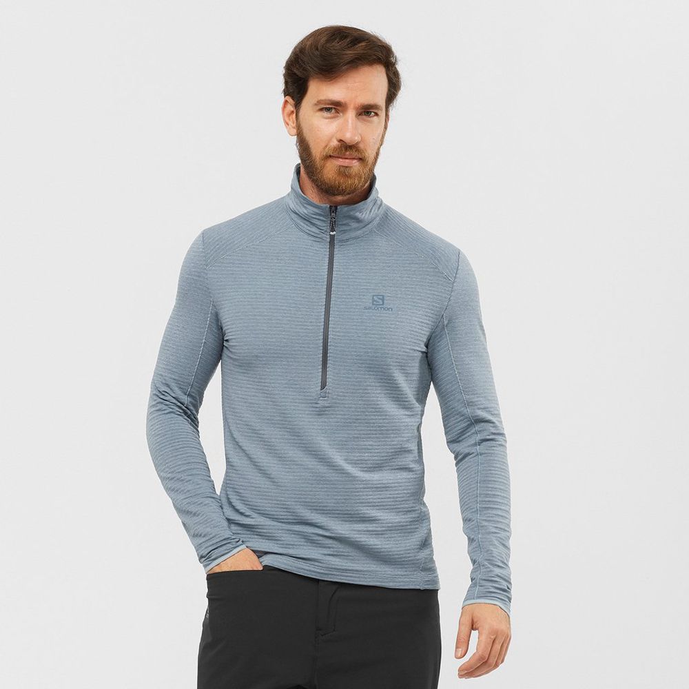SALOMON OUTLINE HALF ZIP MID Philippines - Men's Midlayers - Blue | 187925-IRM
